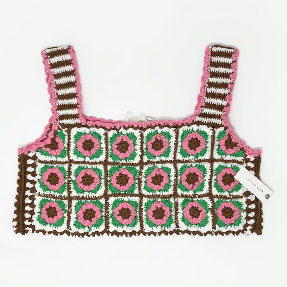 ANTHROPOLOGIE | 100% Cotton Multi Colored Crochet Reversible Tank | NWT - Picture 7 of 10